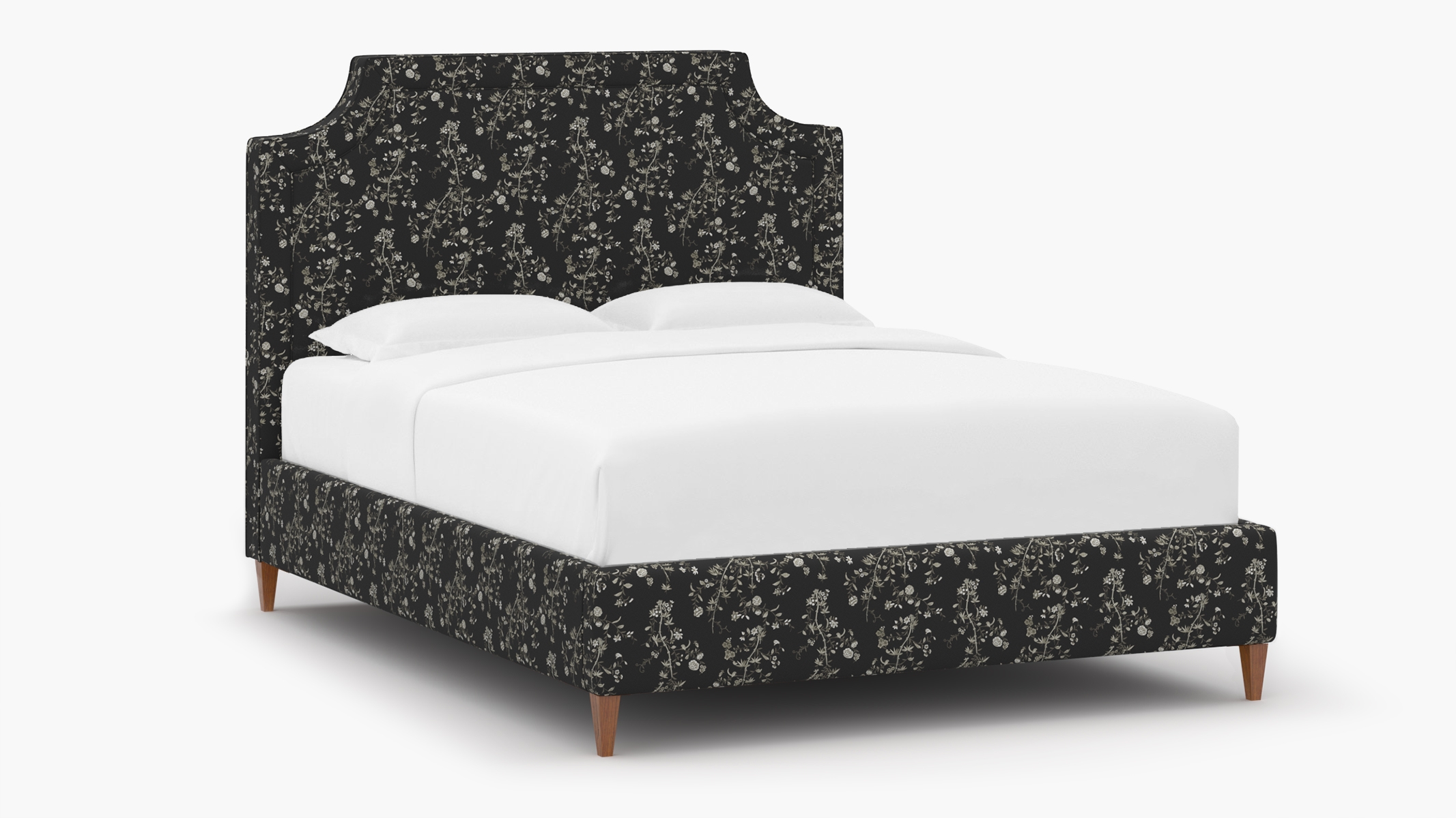 Deco Bed, Black Bamboo Garden, Walnut Square Tapered Leg, Twin - Image 1