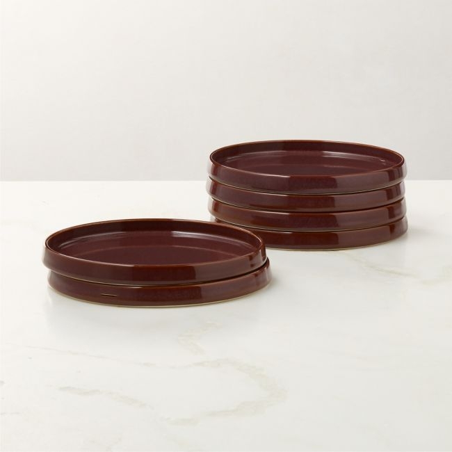 Prado Oxblood Salad Plates With Reactive Glaze Set of 6 - Image 0