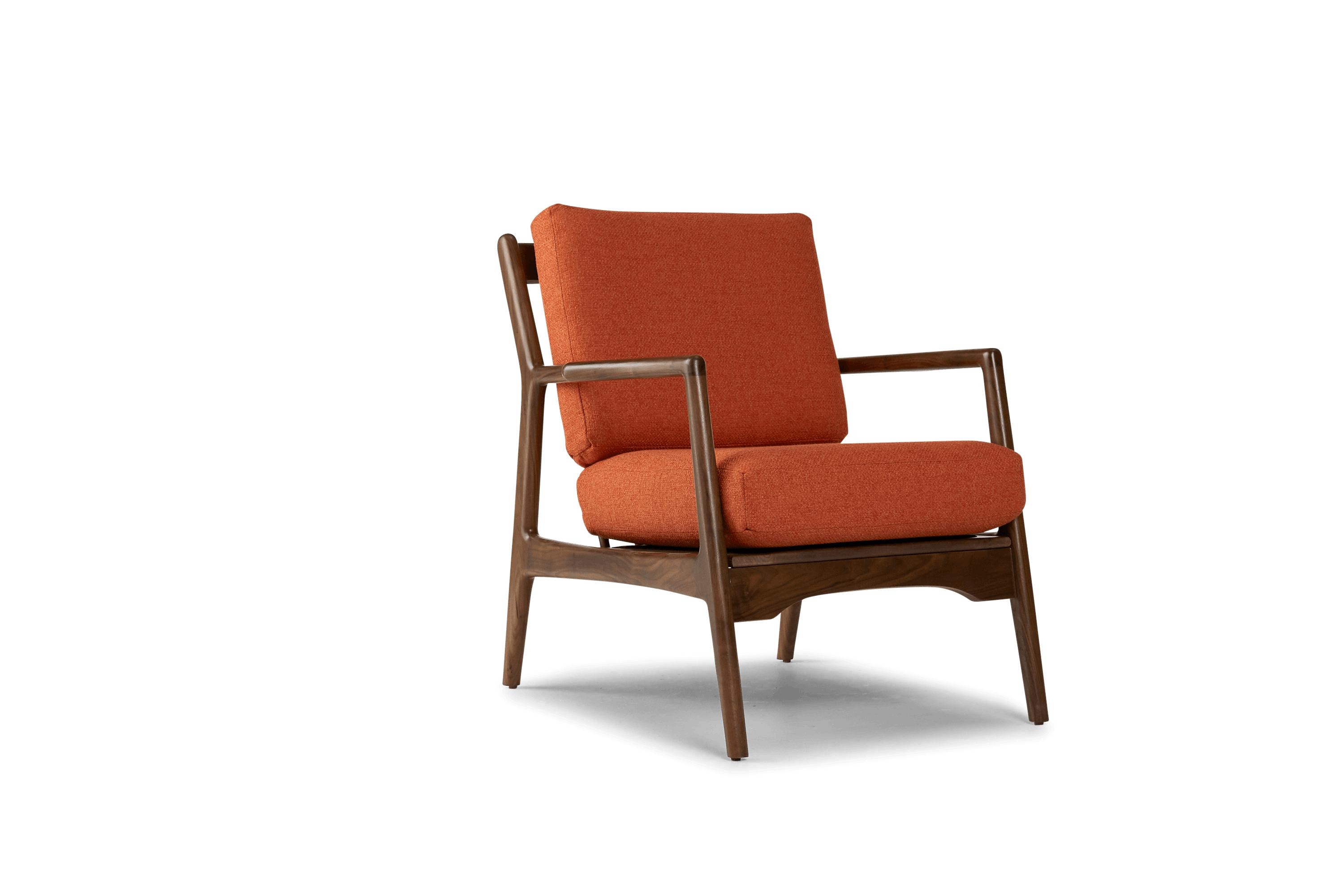 Orange Collins Mid Century Modern Chair - Vibe Sunkist - Walnut - Image 1