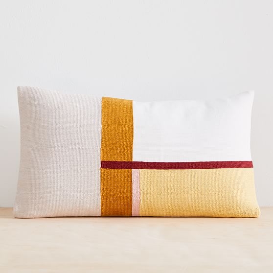 Modernist Color Block Pillow Cover, 12"x21", Frost Gray - Image 0