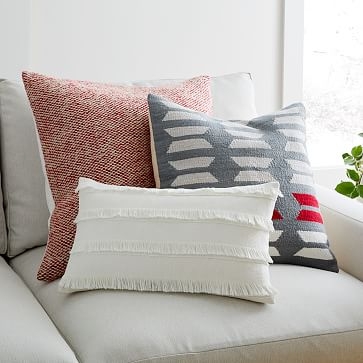 Fringe Pillow Cover, 12"x21", White - Image 3