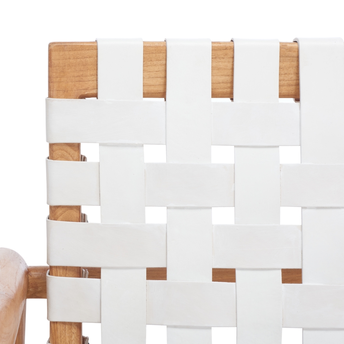 Bellona Leathr Woven Accent Chair - White / Natural - Safavieh - Image 2
