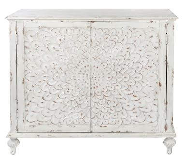Diablo Carved Wood Storage Cabinet, White - Image 5