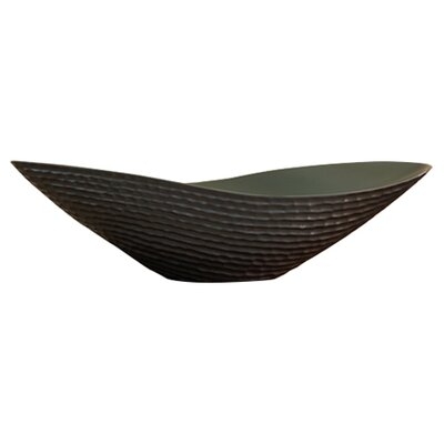 Ceramic Oval Contemporary Decorative Bowl in Dark Brown - Image 0