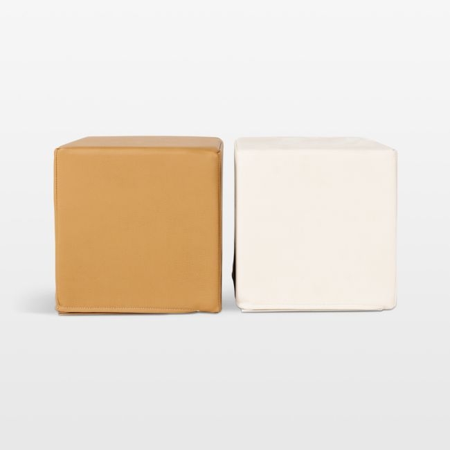 Gathre Camel Brown and Ivory Vegan Leather Toddler Play Cubes - Image 0
