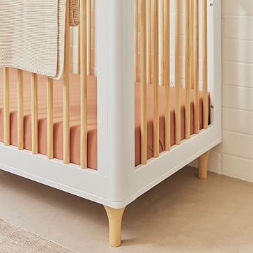 Lolly 3-in-1 Convertible Crib with Toddler Bed Conversion Kit, White/Natural, WE Kids - Image 2