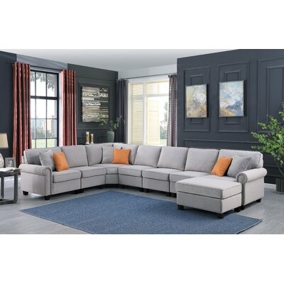 Hayllie Woven Reversible Sectional Sofa With Ottoman - Image 0