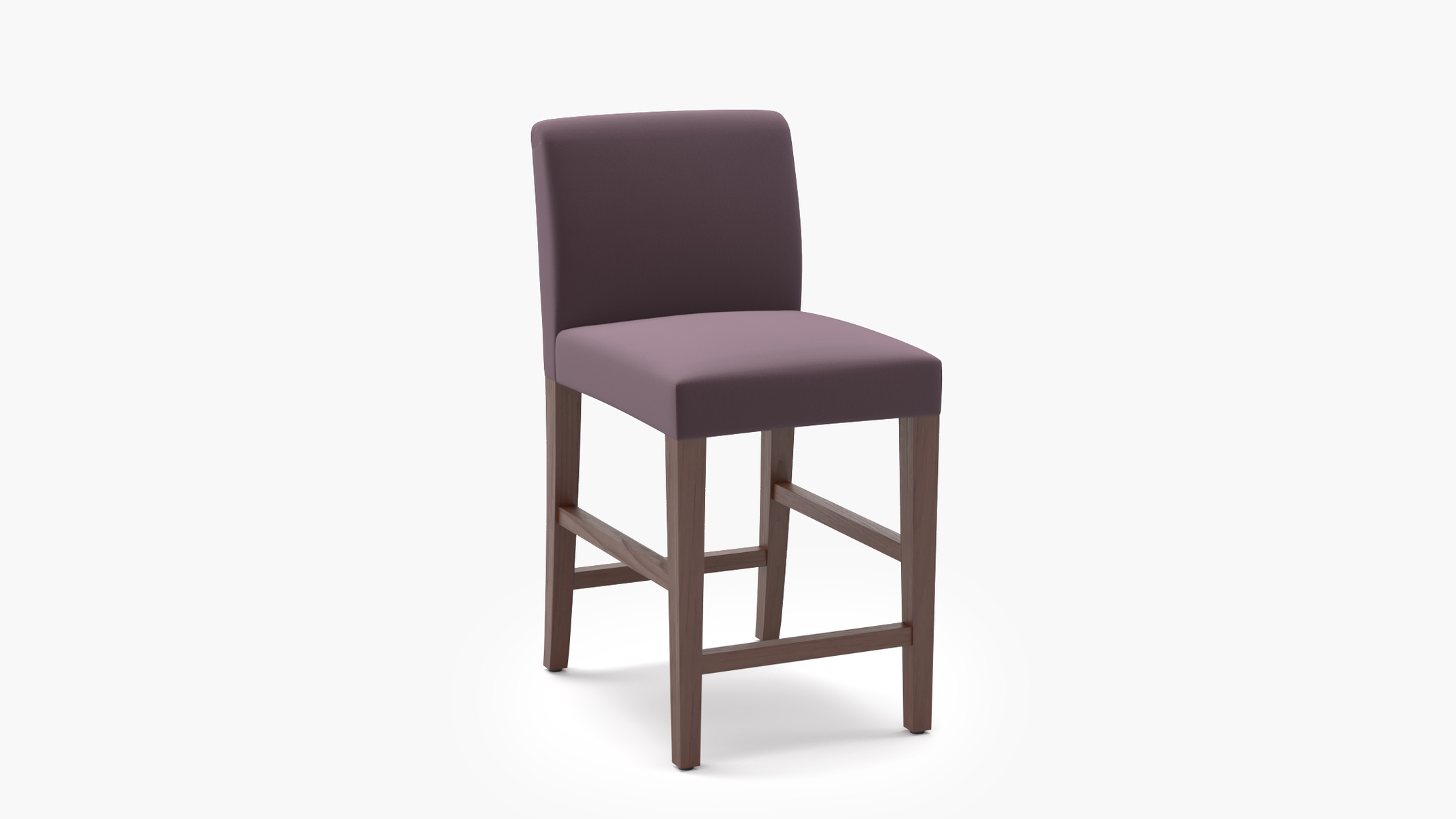 Signature Dining Counter Stool, Lavender Performance Plush Velvet, Walnut Square Tapered Leg - Image 1