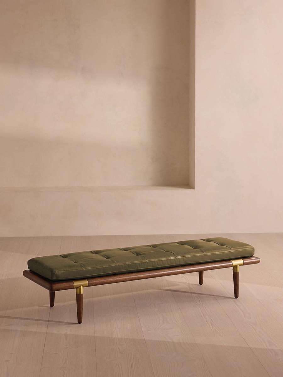 Theodore Bench, Leather, Moss, US - Image 0