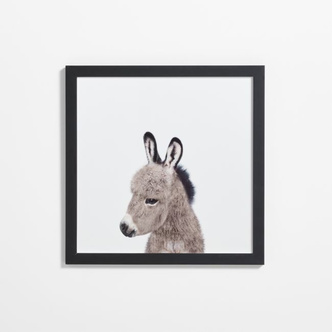 Baby Donkey Black Wood Framed Wall Art Print - Image 0