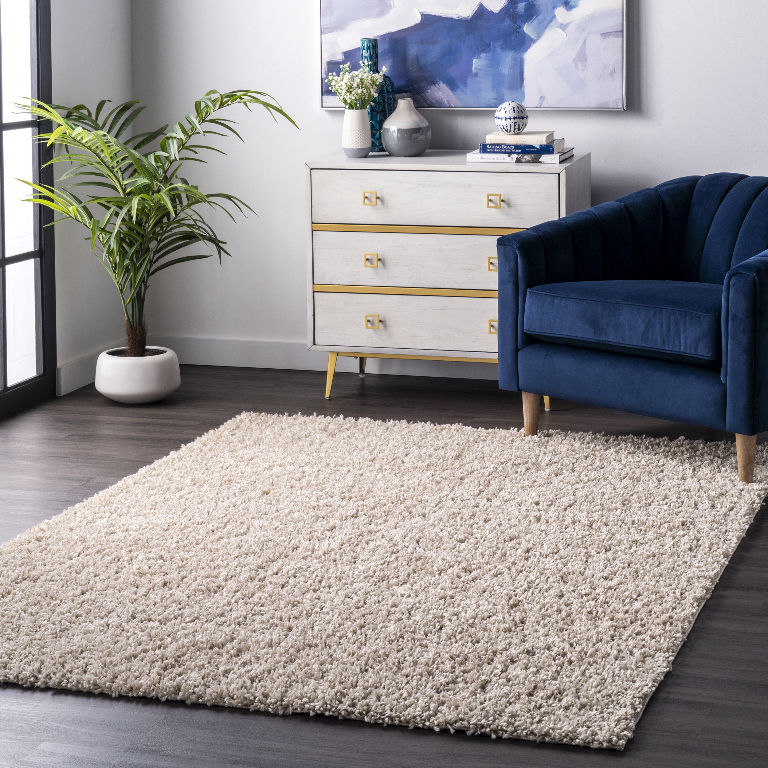 Kara Solid Shag Area Rug - Image 0