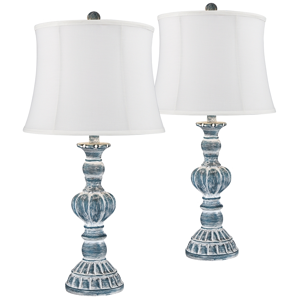 Regency Hill Tanya 26 1/2" Blue Wash White Shade Table Lamps Set of 2 - Image 0