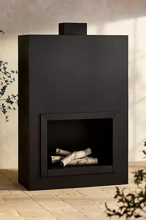 Weathering Steel Paned Outdoor Fireplace - Image 0