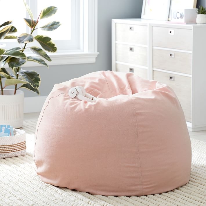 Recycled Chenille Bean Bag Chair, Washed Blush, Cover & Insert - Image 1