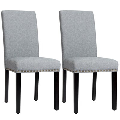 Set Of 2 Dining Chairs With Nailhead-Gray - Image 0
