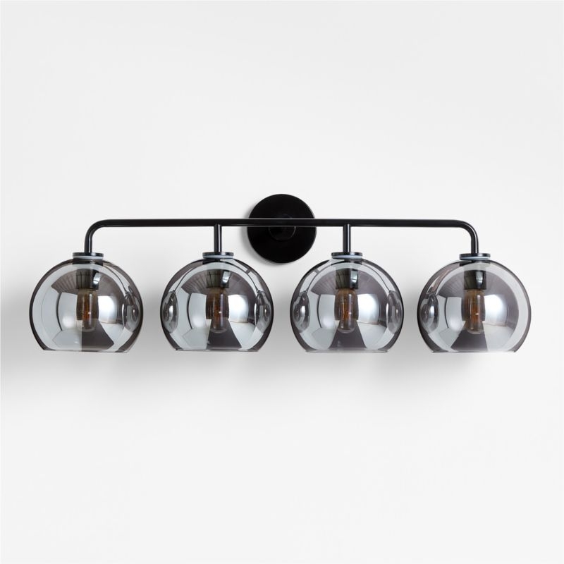 Arren Black 4-Light Wall Sconce Light with Silver Glass Round Shade - Image 2