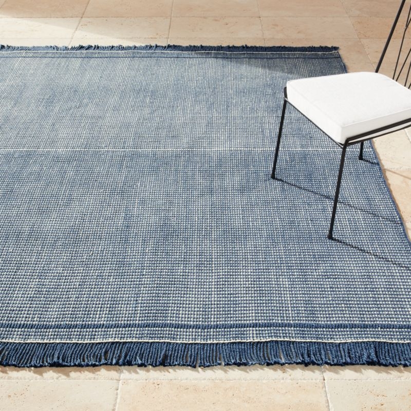 Theo Blue & White Outdoor Rug 5'x8' - Image 1