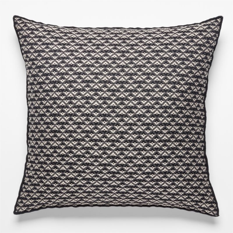 Lagos Organic Cotton Black and White Throw Pillow With Feather-Down Insert 23" - Image 2
