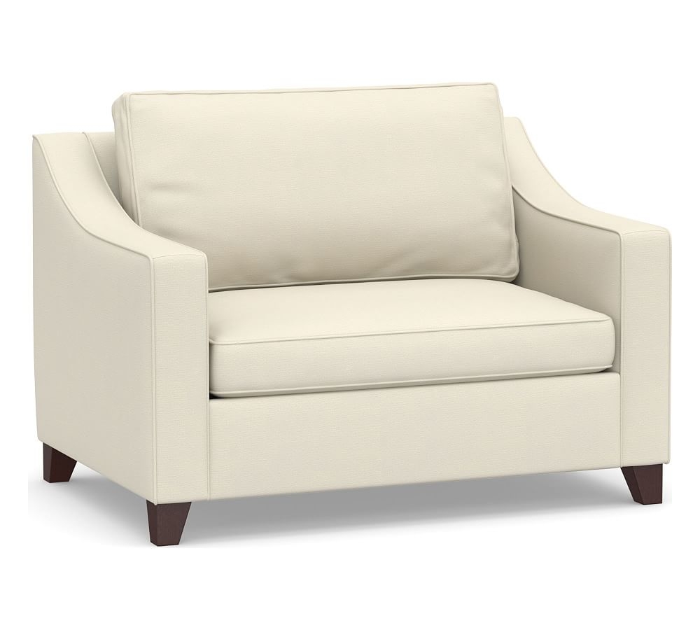Cameron Slope Arm Upholstered Twin Sleeper Sofa, Polyester Wrapped Cushions, Park Weave Ivory - Image 0