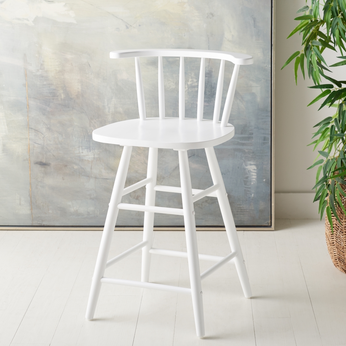 Jay Wood Counter Stool - White - Safavieh - Image 1