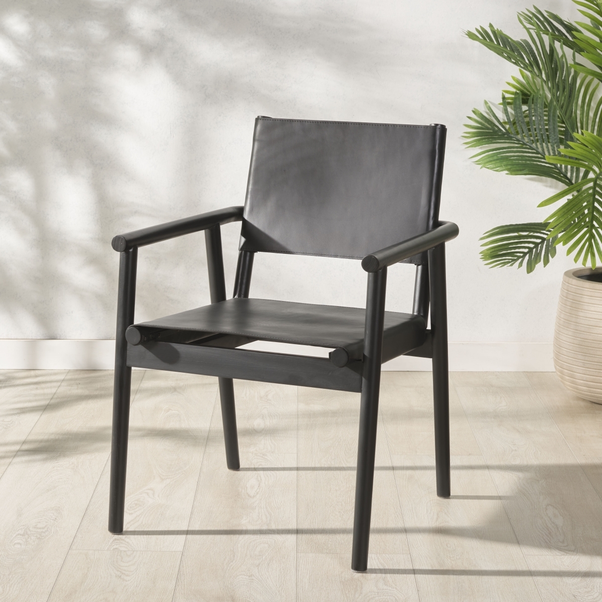 Hutson Leather Dining Chair - Black - Image 1