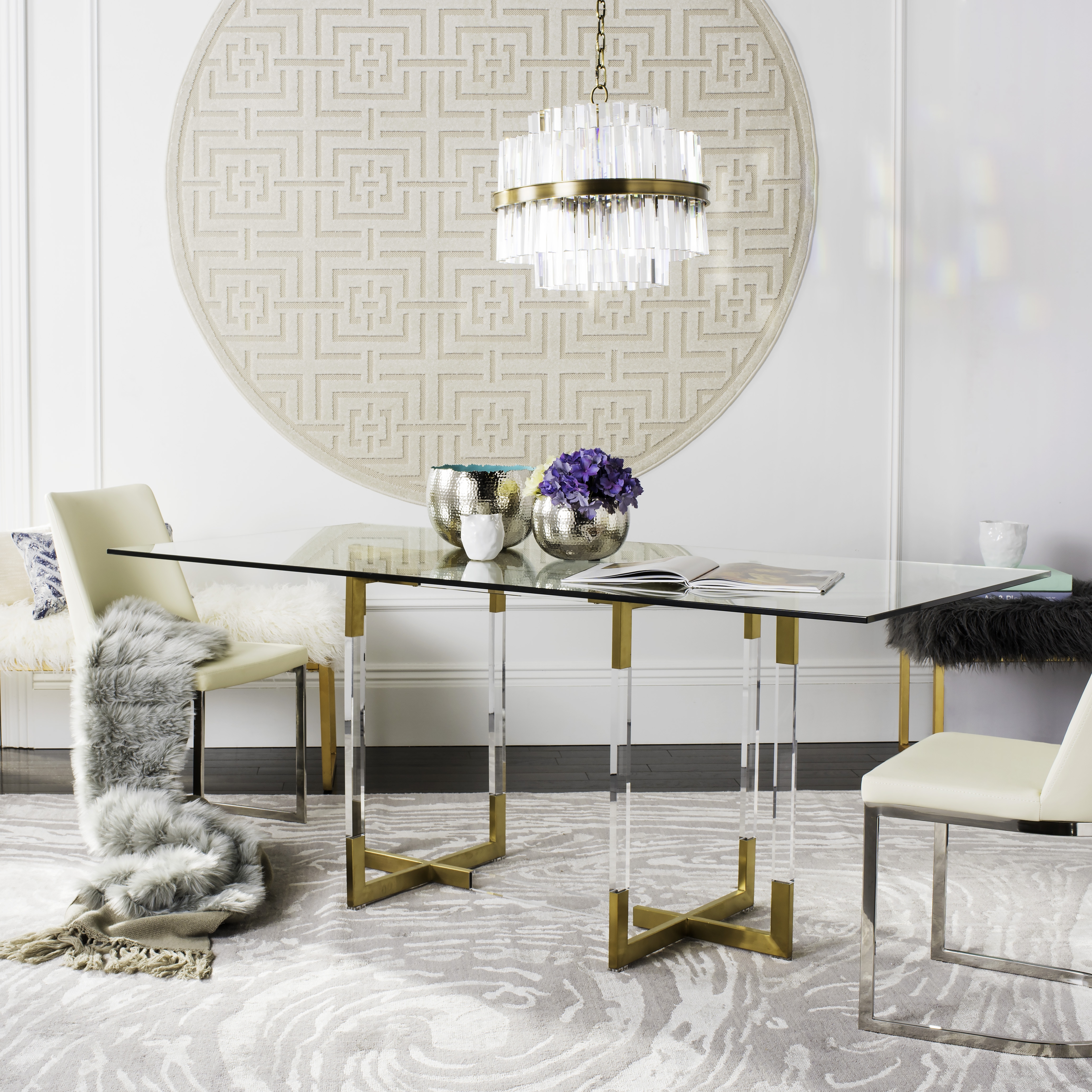 Julina Acrylic Dining Table - Brass - Arlo Home - Image 1