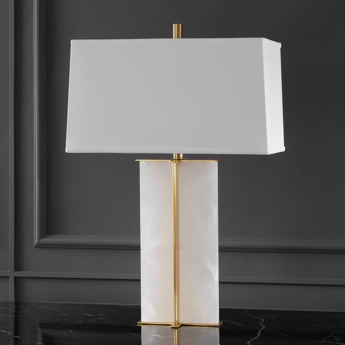 Safavieh Couture Natalee Marble Table Lamp - Gold/White - Image 0