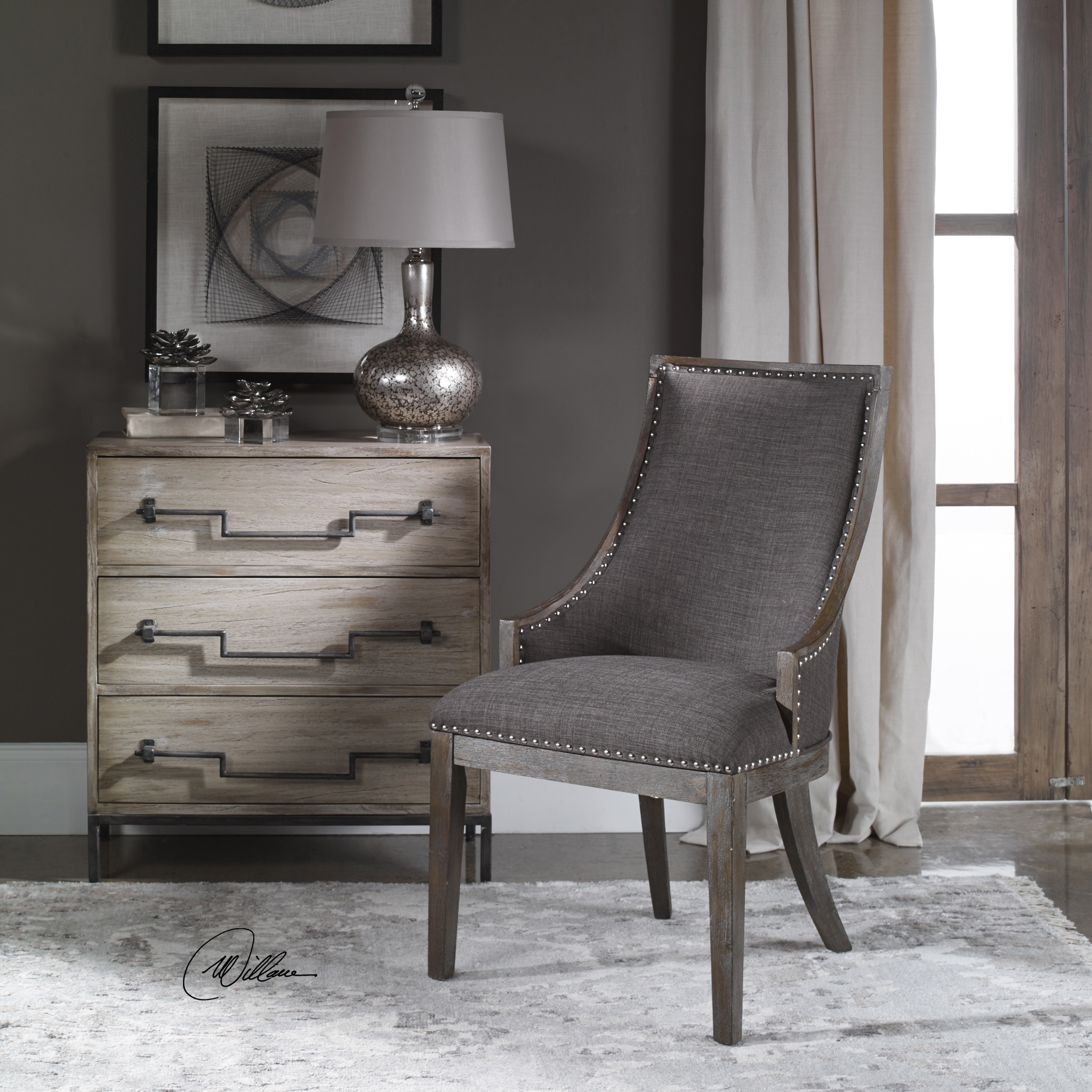 Aidrian Charcoal Gray Accent Chair - Image 0