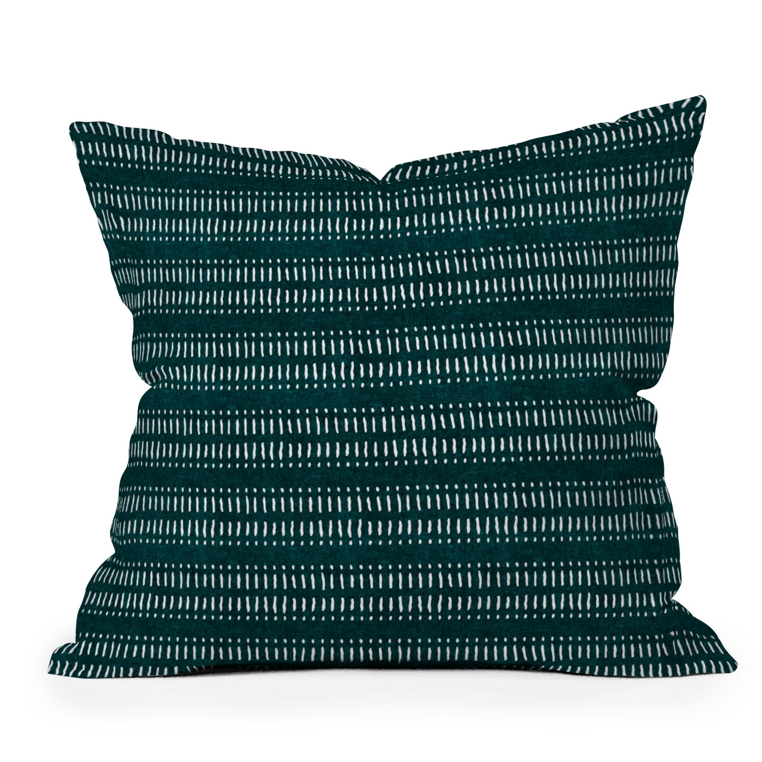 Dash Dot Stripes Dark Teal by Little Arrow Design Co - Outdoor Throw Pillow 18" x 18" - Image 0