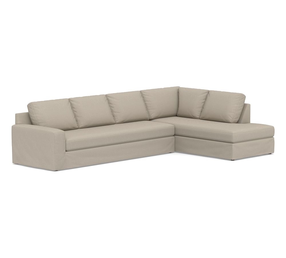 Big Sur Square Arm Upholstered Left Grand Sofa Return Bumper Sectional with Bench Cushion, Down Blend Wrapped Cushions, Performance Brushed Basketweave Sand - Image 0