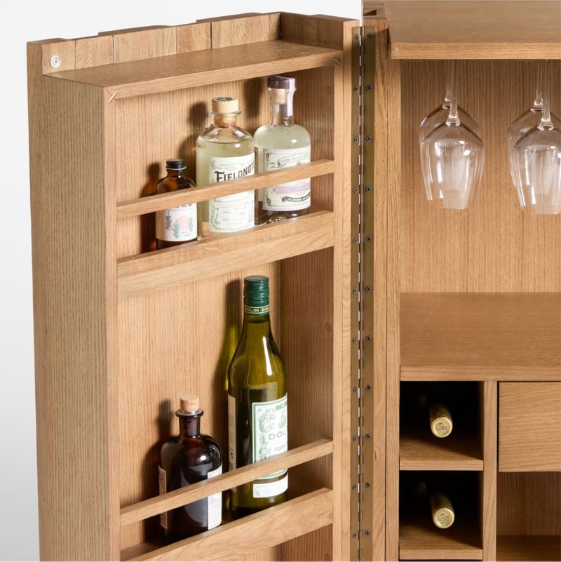 Tower 32" Light Brown Oak Wood Bar Cabinet by Brigette Romanek - Image 6