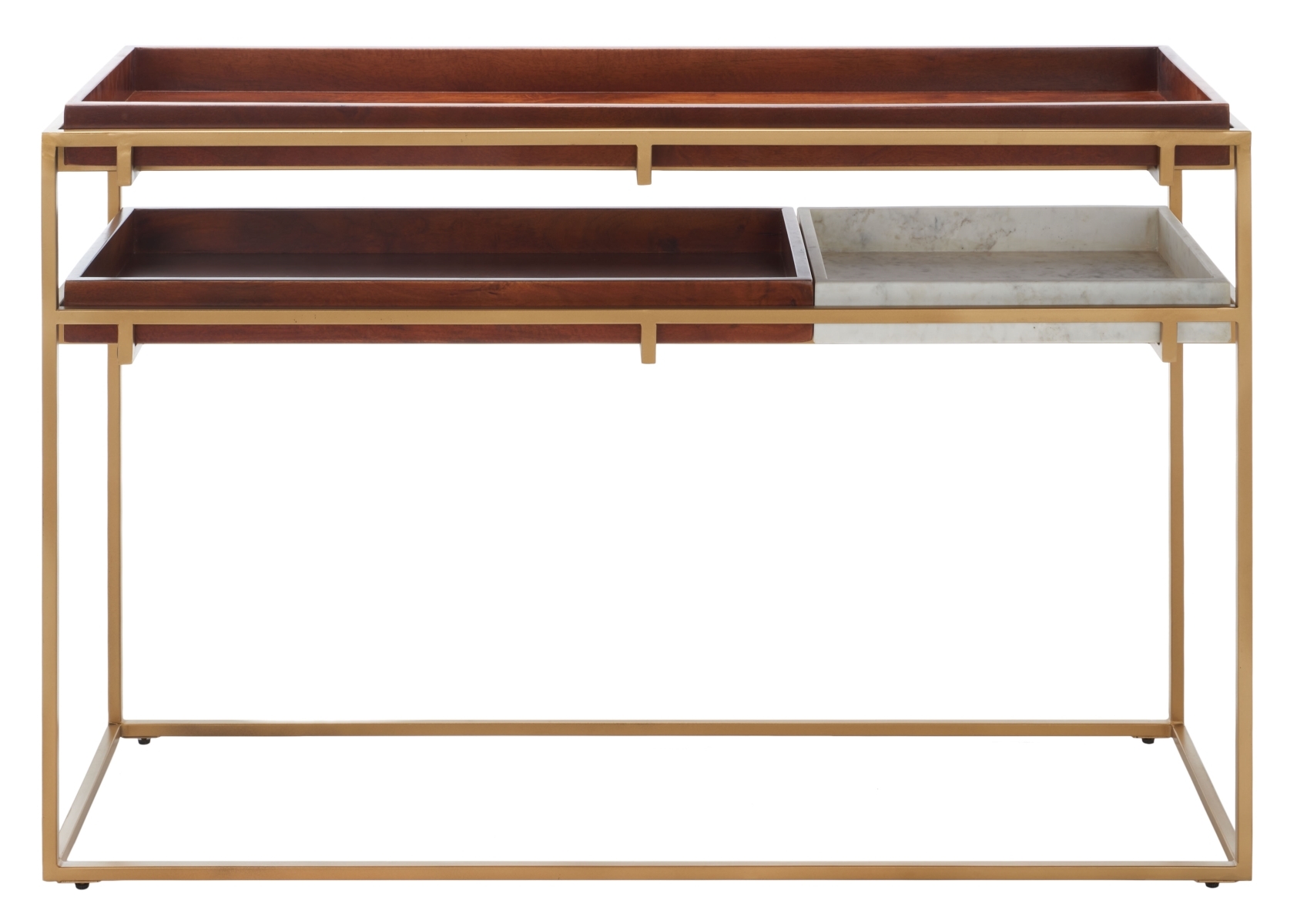 Akari Marble Console Table - Brown / White - Safavieh - Image 7