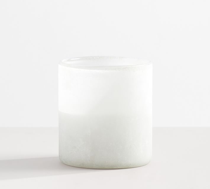 (DISCONTINUED) Frosted Flameless Candle Pot, White, Small 4.5X5 - Image 1
