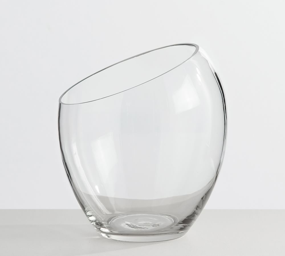 Skylar Slanted Glass Vase, Clear, 8"H - Image 0