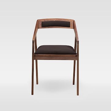 Angled Frame Dining Arm Chair, Walnut, Black - Image 1