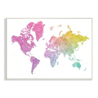 Modern World Map Cool Warm Tone Ombre - Image 0
