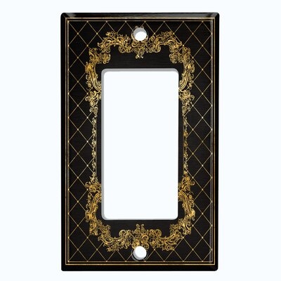 Metal Light Switch Plate Outlet Cover (French Victorian Frame Black 11 - Single Rocker) - Image 0