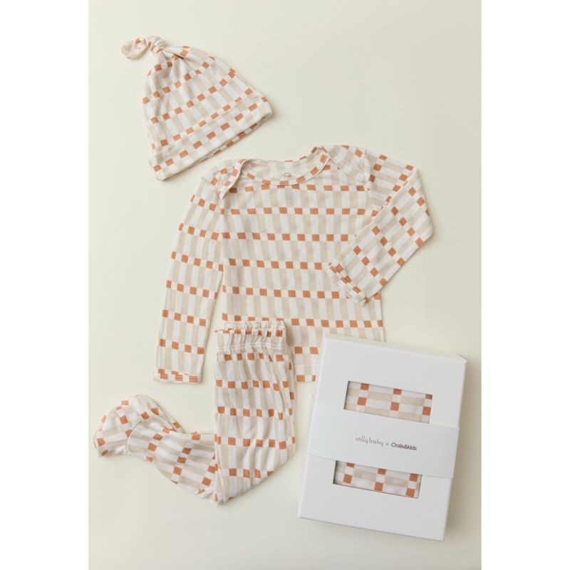 Solly Baby x Crate & Kids Biscotti Brown Check Baby Knotted Hat - Image 4