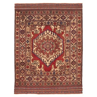 Hand-Knotted Afghan Shiravan Red Wool Rug 6'8" X 8'7" - Image 0