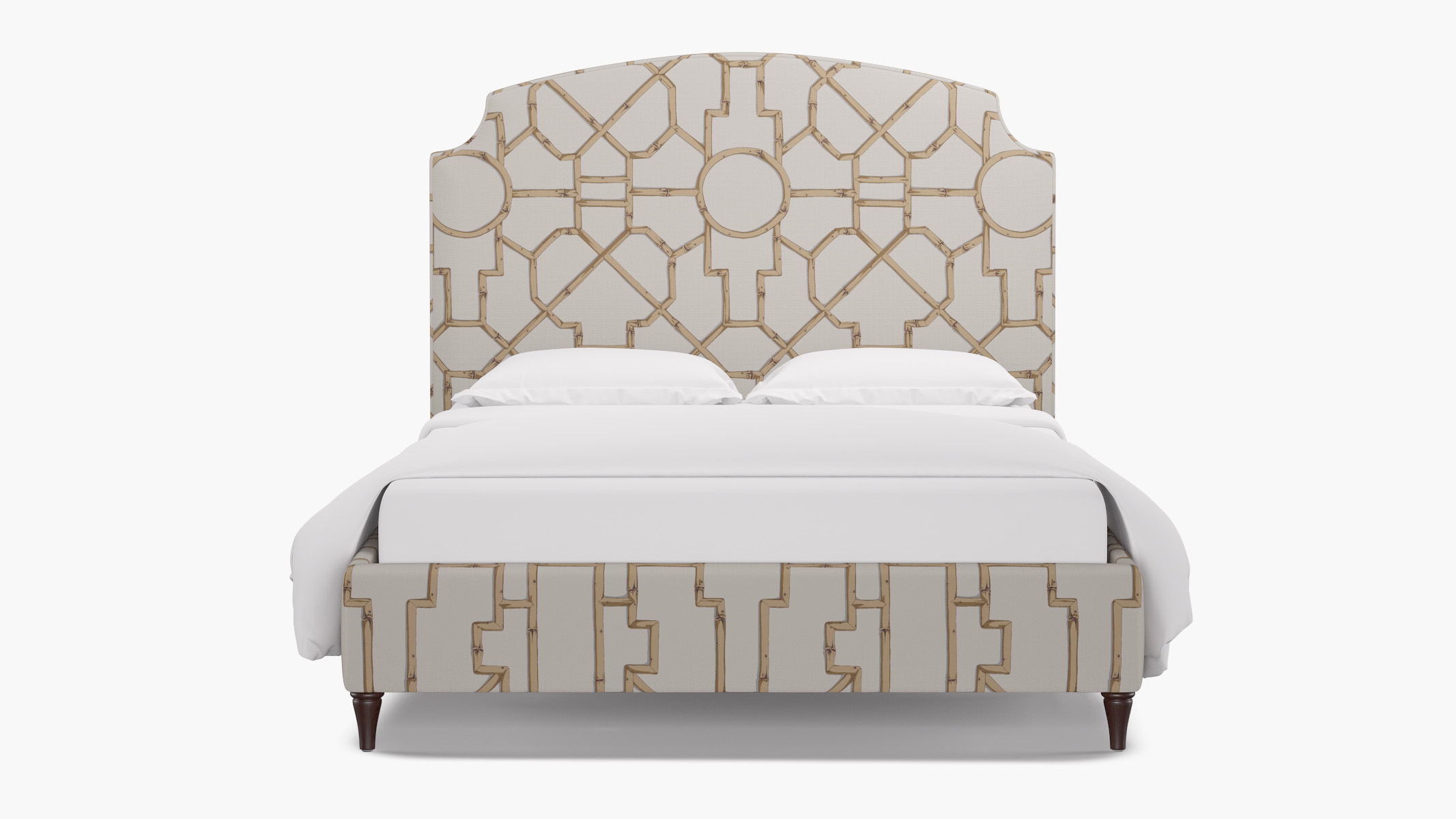 Cove Bed, Tan Baldwin Bamboo, Espresso Decorative Tapered Leg, Twin - Image 0