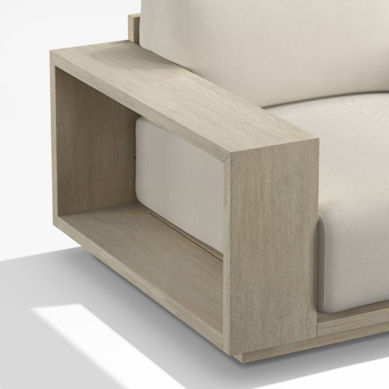 Mallorca Wood 2-Piece Right-Arm Chaise Outdoor Sectional Sofa with Ivory Cushions - Image 5
