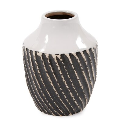 Kempton Black/White 6" Ceramic Table Vase - Image 0