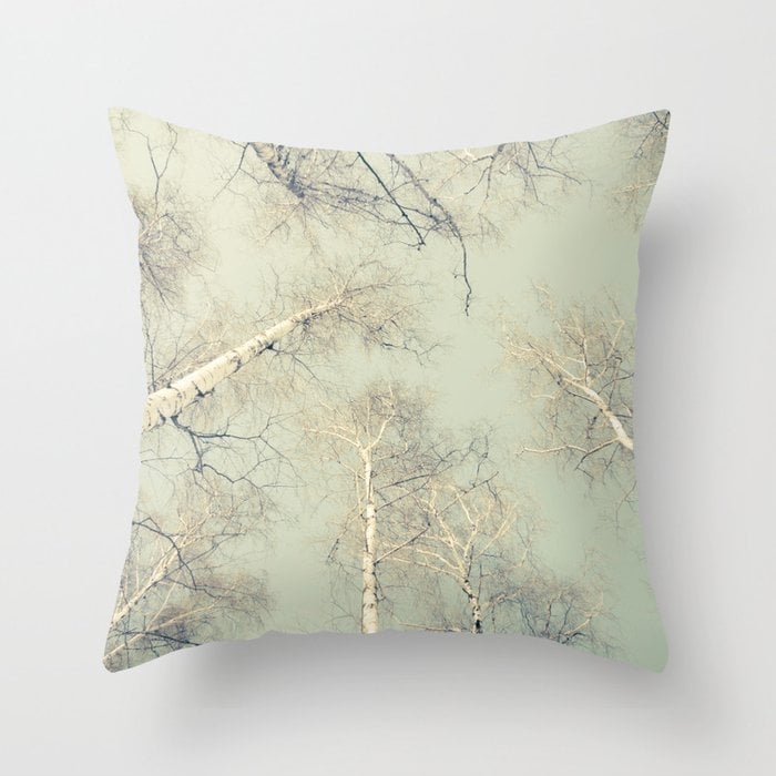 Birch Trees 3 Couch Throw Pillow by Dorit Fuhg - Cover (20" x 20") with pillow insert - Indoor Pillow - Image 0