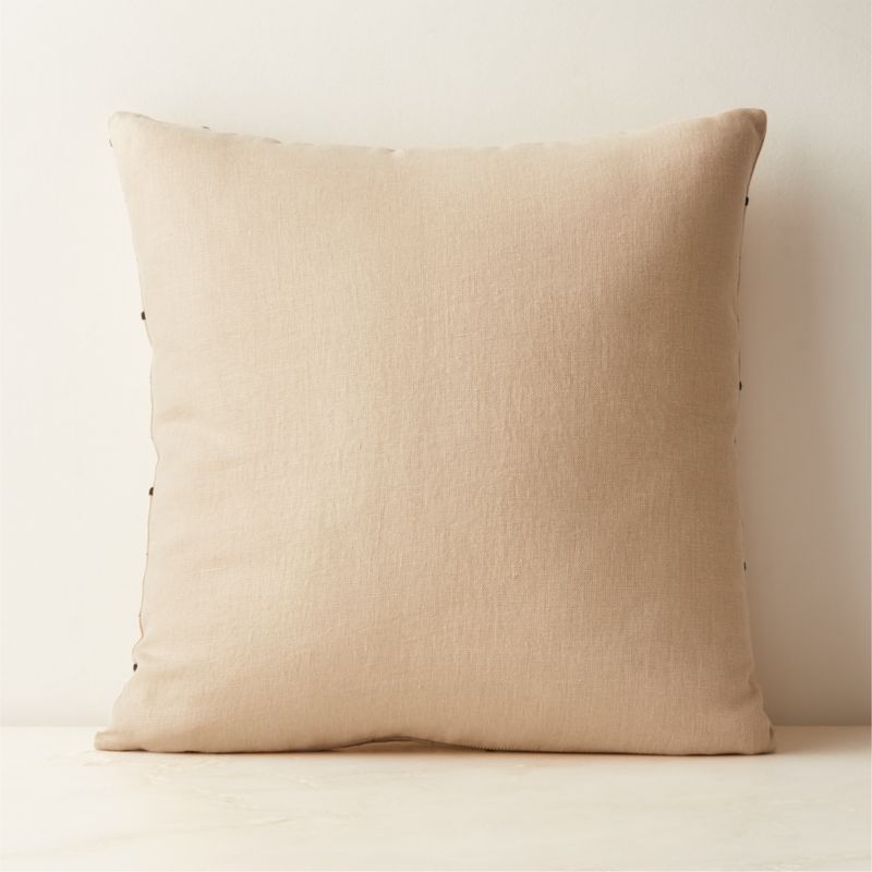 Symi Brown and Smoked Lavender Embroidered Linen Throw Pillow Cover 20"x20" - Image 1