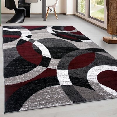 Archeveque Abstract Burgundy/White Area Rug - Image 0