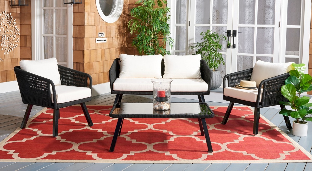 Kerson 4 Pc Rope Living Set - Black/Beige - Safavieh - Image 1