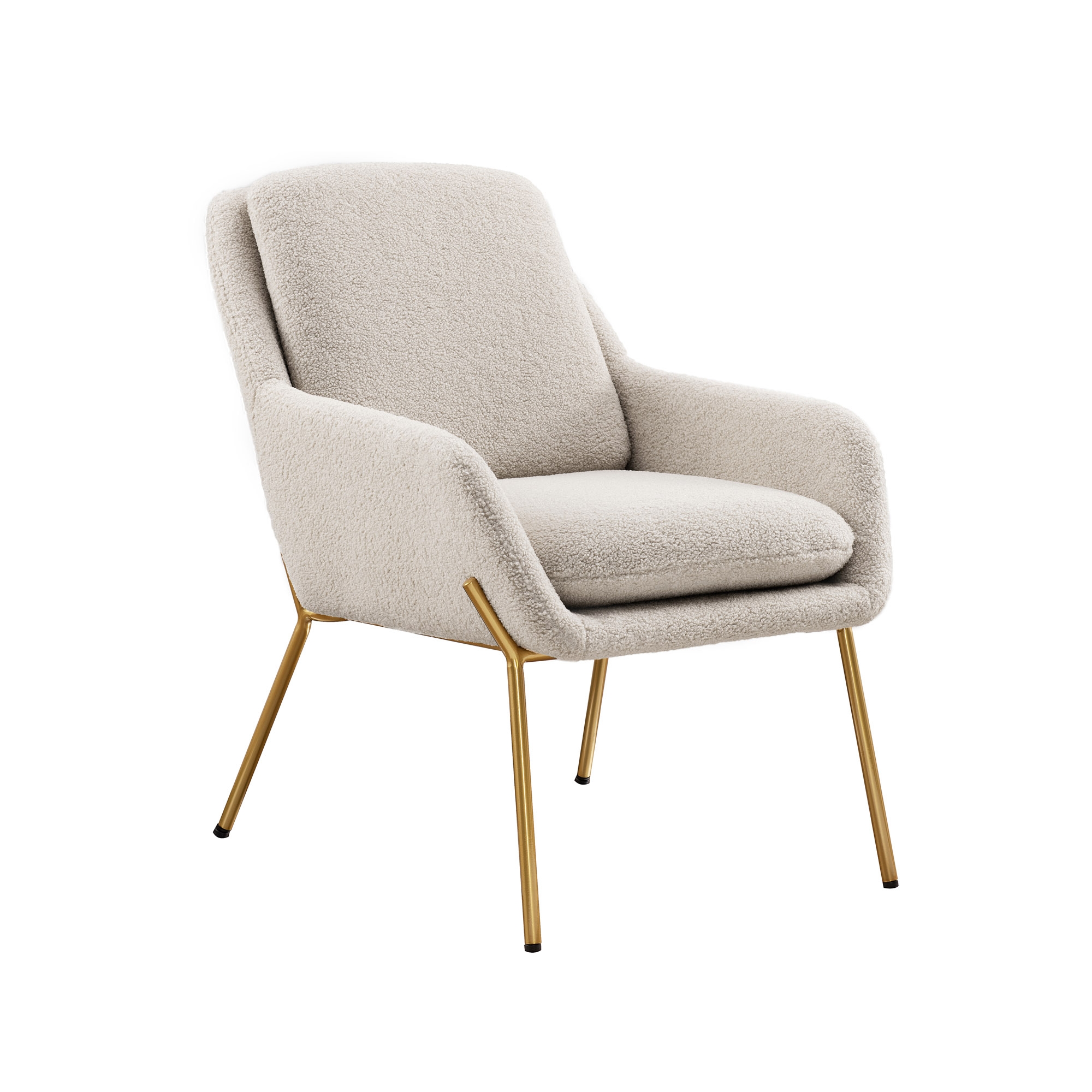Contemporary Upholstered Accent Chair - Cream/ Gold - Image 5