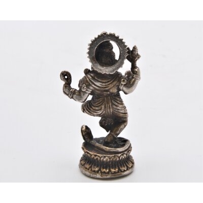 1.25 Inch Tall Dancing Ganesh With Snake. Fine Hand Details With Silver Patina. - Image 0