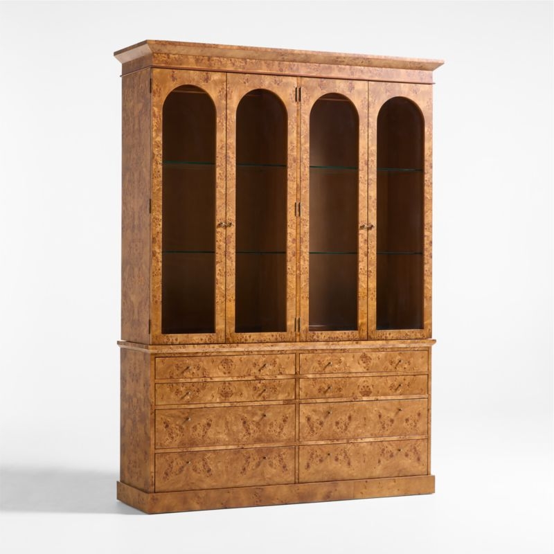 Maison Burl Wood Display Storage Cabinet with Light - Image 4