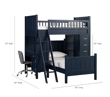 Camp Bunk System with Twin No Footboard Bed, Navy, In-Home Delivery - Image 2